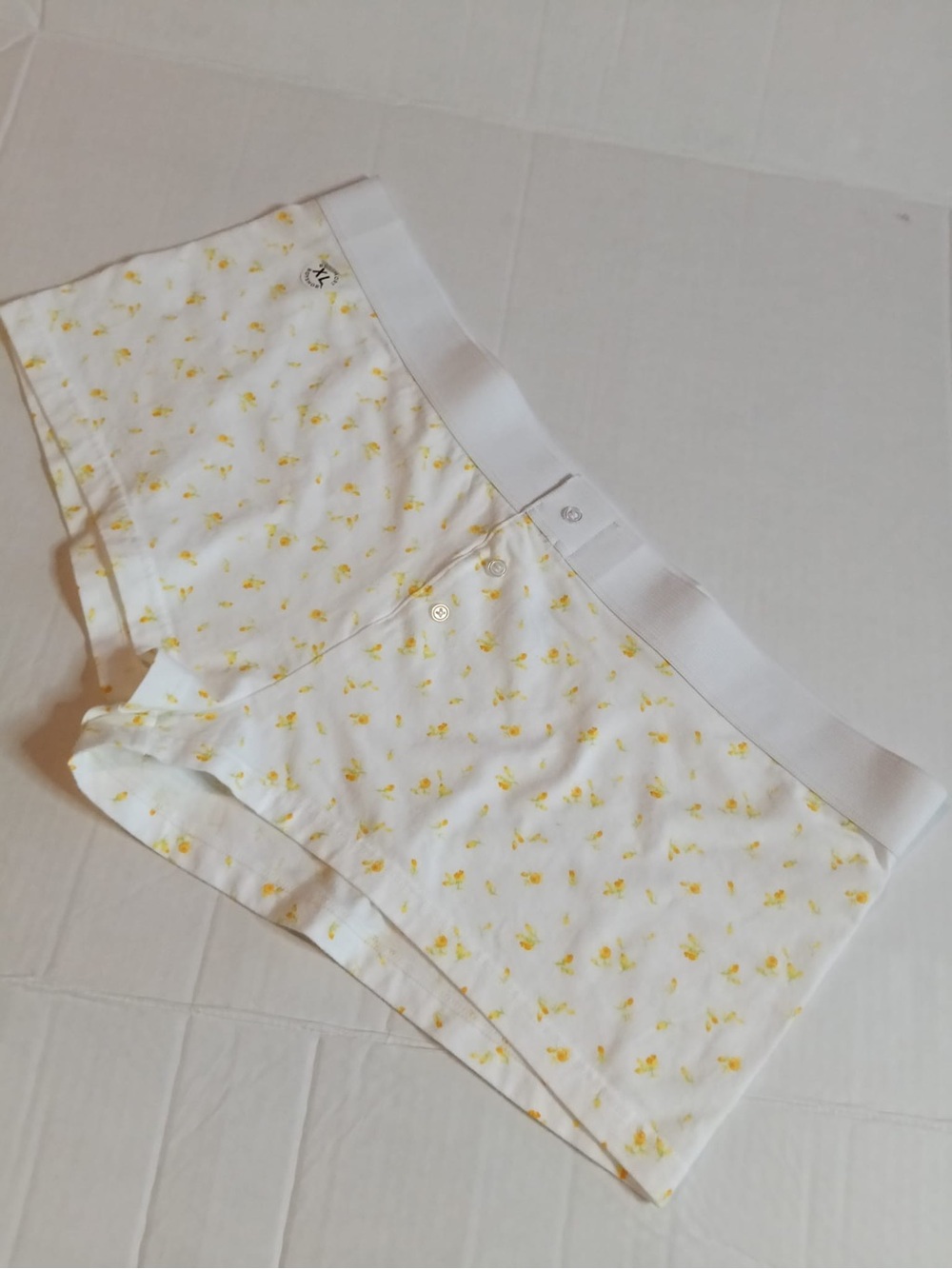 Aeropostale White Boxer Shorts with Yellow Floral Print
